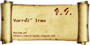 Varró Irma névjegykártya