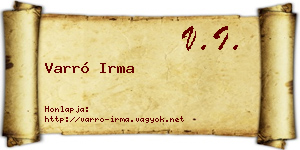 Varró Irma névjegykártya